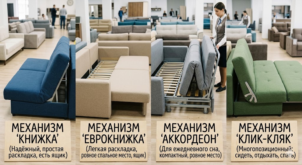 Механизмы трансформации диванов для ежедневного сна
